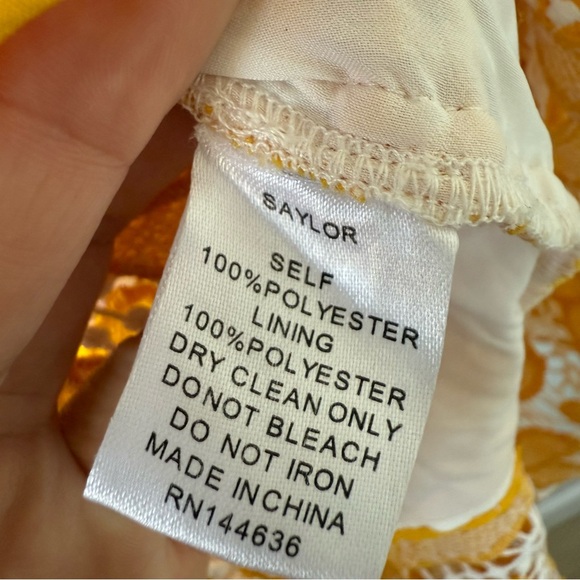 Saylor Revolve Kaiya Yellow White Crochet Lace Dress Midi Dress Large - Picture 16 of 16